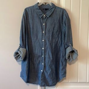 GAP denim button down with tab sleeves